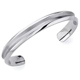 Center Groove Two Tone Titanium Mens Cuff Bracelet