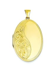 14K Gold Oval Scroll Locket Photo Pendant Jewelry