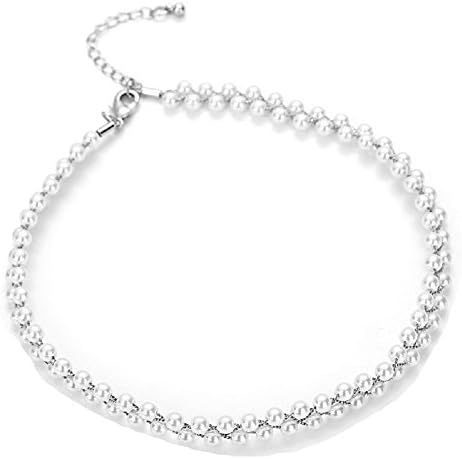 Jewelrydress Women Bride Pearls Rope Strands Necklace White Round Pearl Beaded Twist Choker Collar