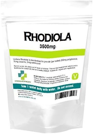 Rhodiola 3500mg 30 tablets (15mg rosavin 5mg salidroside) one a day by Lindens Apothecary