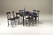Black Pub Table and Barstools, Buffet and Hutch Dining Room Furniture Set: Table and 6 Bar Chairs and China Cabinet
