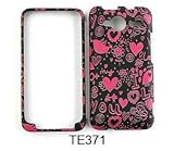 HTC EVO SHIFT 4G PINK HEARTS ON BLACK SNAPON, CASE, COVER, FACEPLATE