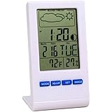 Desktop Clock Thermometer, Hygrometer & Calendar - Compact Multifunctional Tool - Lightweight & Space Saving - Easy To Read & Accurate - Displays Temperature, Humidity, Time, Day, Month & Date