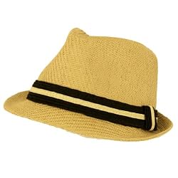 Men's Summer Sun Fedora Trilby Gangster Hat Natural L/XL
