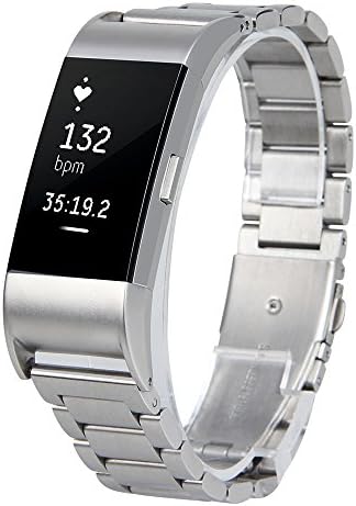 Space Armour - Fitbit Charge 2 Replacement Wristband | Surgical-Grade Stainless Steel Band For Fitbit Charge 2 HR | Secure Double-Folding Clasp | Activity Fitness Monitor Band for Men & Women