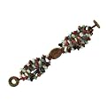 Genuine Jasper, Tigers Eye and Unakite and Oval Nugget Bracelet