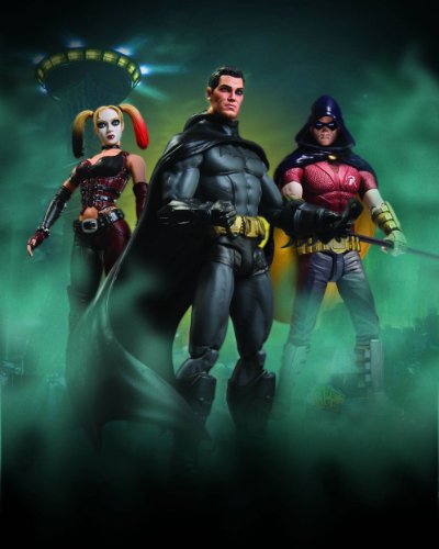  DC Direct Batman: Arkham City Action Figure Set of 3- Batman, Robin, Harley Quinn