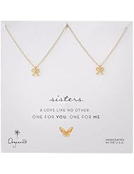 Dogeared "One For You One For Me" Sisters Little Bow Gold Plated Silver Necklace, 18