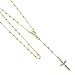 14K Yellow Gold 2.5mm Beads Our Lady Guadalupe Crucifix Rosary Necklace - 24" Inches