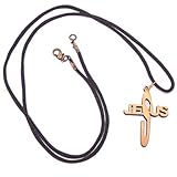 JESUS modern Cross - olive wood necklace, necklace is 60cm long - 23.5 inches)