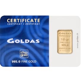 Goldas Chipgold 10 gr .995 Fine Gold Bar Premium Gift Card (0.32 oz)