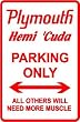PLYMOUTH HEMI CUDA PARKING classic car sign