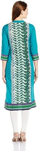 Rain And Rainbow Women's Ethnic Wear 3/4 Sleeve Kurti Small Teal [Apparel]