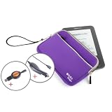 DURAGADGET Purple Water Resistant Neoprene Case + Retractable Sync Cable & Car Charger For New 2010 Amazon Kindle 3 eReader
