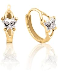 Bfly® Girls 14k Gold April Birthstone CZ Butterfly Hinged Earrings