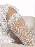 Fishnet Thigh-High Stocking , SMALL/MEDIUM, WHITE