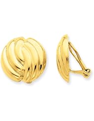 14k Yellow Gold Omega Clip Polished Non-pierced Earrings. Metal Wt- 5.01g