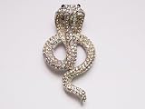 Striking Crystal Rhinestone Hooded Desert Poison Cobra Snake Serpent Pin Brooch