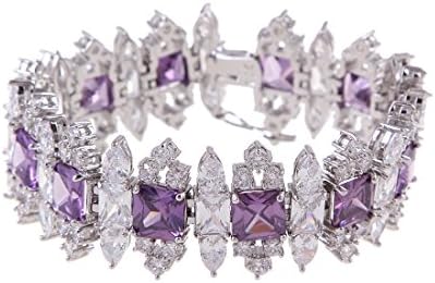 Fengshang 2015 New Arrival Purple Cubic-zirconia Tennis Bracelets Diamond Rhodium Plated