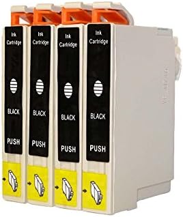 CartWarehouse BLACK Remanufactured Ink Cartridges Replacement for Epson T200XL - 4pcs BLACK INK CARTRIDGES