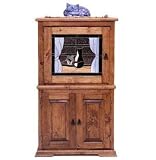 Litterbox Furniture Stained Glass Cat in Window : Finish Color MEDIUM