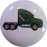 Green Big Rig Truck Ceramic Cabinet Drawer Pull Knob