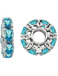 Storywheel® Swiss Blue Topaz Birthstone Bead / Charm in 925 Sterling Silver