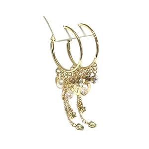 LONG 3 Gold Crystal Pearl Tassel Drop Dangle Earrings Fashion Jewelry