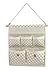 Tandi Linen/Cotton Fabric Wall Door Closet Hanging Storage Bag Case 5 Pocket Home Organizer White Polka Dots