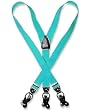 Men's TURQUOISE BLUE SUSPENDERS Y Shape Back Elastic Button & Clip Convertible