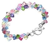 Multi Color Swarovski Crystal Sterling Silver 7.5  Bracelet With Toggle Clasp