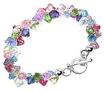 Multi Color Swarovski Crystal Sterling Silver 7.5" Bracelet With Toggle Clasp