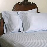 100% Cotton Sonatia 600 Thread Count Sateen Stripe Bed Sheet Set Lightblue King