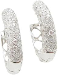 Women 14k White Gold 1.11ctw diamond Hoop earring 15 25442 Size 6.53