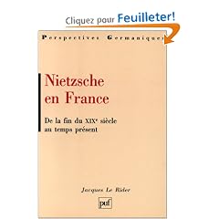Nietzsche en France de la fin du XIXe si�cle au temps pr�sent