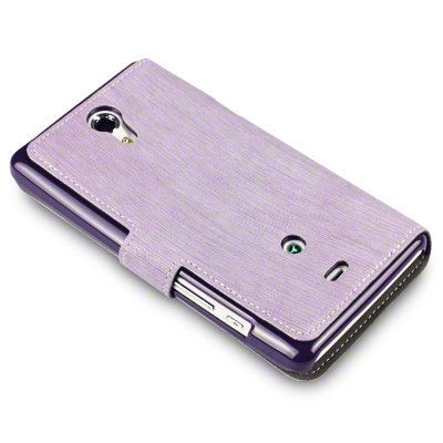 SONY XPERIA T HANDY DELUXE LEDER TASCHE CASE HÜLLE IN LILA, COVERT RETAIL VERPACKUNG