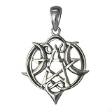 Crescent Moon Heart Lunar Goddess Pentacle Pendant - Sterling Silver By Dryad Design
