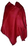 40% Off Super Soft Baby Alpaca Wool Reversible Shawl Wrap Cape Deep Solid Burgundy Color