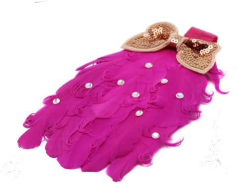 Lovely Ovely Unusal Cotton Girls Baby Red Feather Hairband Rose Bow Headband