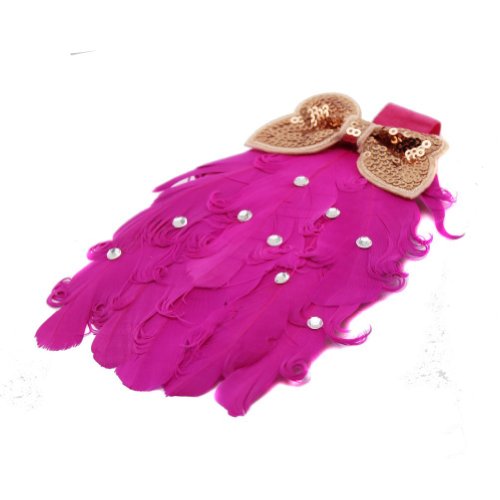 Lovely Ovely Unusal Cotton Girls Baby Red Feather Hairband Rose Bow Headband