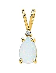 Genuine Opal Cabochon & Diamond Pendant