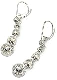 Sterling Silver Leaf Bezel Setting Cubic Zirconia Earrings