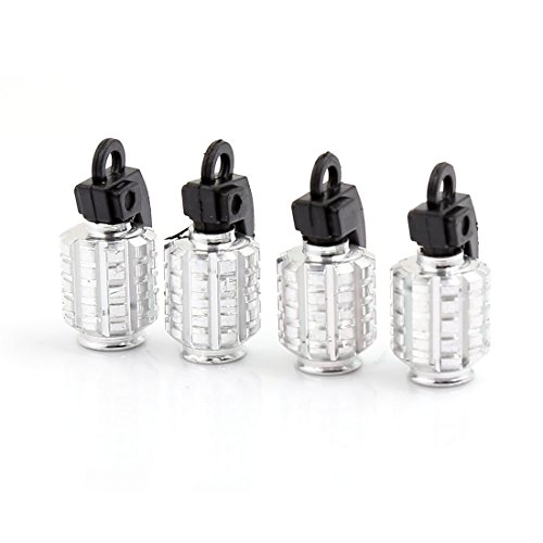 uxcell® Silvery Cool Grenade Shaped Car Tire Tyre Valve Caps