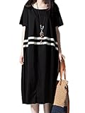 【TPGROWIN】 マタニティ ウェア ワンピース カジュアル チュニック 体型カバー 産前 産後 外出着 妊婦服 ゆったり (XL, ブラック)