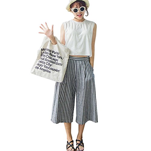 i-select さらさら コットン ストライプ ガウチョ パンツ レディース 夏 きれいめ カジュアル おしゃれ かわいい 綿 ボーダー グレー ホワイト 白 ワイド パンツ