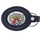 Pittsburgh Pirates Large Leather/Pewter Key Ring - MLB Baseball Fan Shop Sports Team Merchandise
