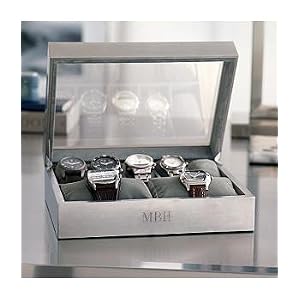 large brushed-nickel watch case