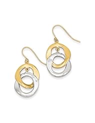 Two-tone 14K Gold Organic Circle Dangle Earrings