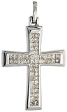 14k White Gold 1 1/4 (31mm) tall Cross Pendant, w/ 1.00 Carat Invisible Diamonds