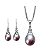 CAREFREE Sterling Silver Crystal Top 8-9mm AAAA Drop Pearl Pendant Necklace & Earrings Set, Lavender